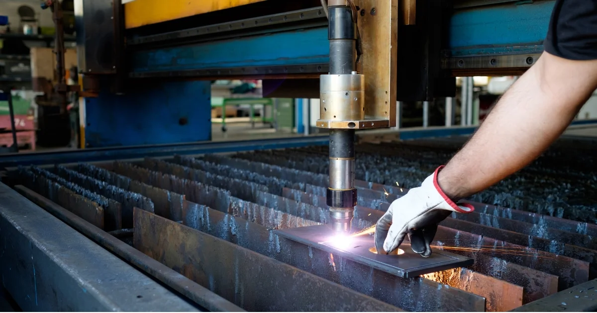 Plasma cutter working on small metal plate